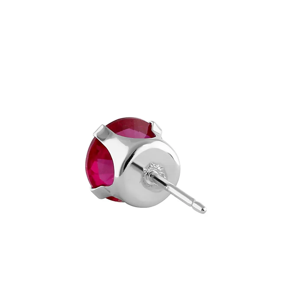 0.9ct Sterling Silver Round Ruby CZ Stud Earrings 5mm