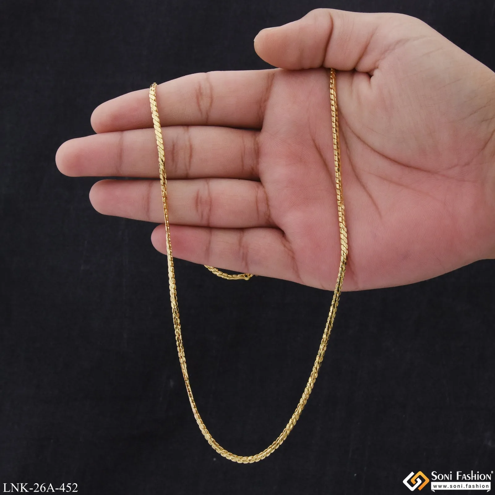 1 Gram Gold Plated Artisanal Design New Style Chain for Ladies - Style A452