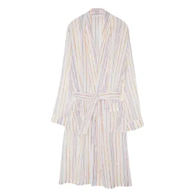 100% Cotton Lurex Stripe Robe - White