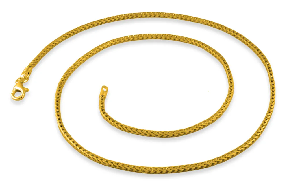 14K Gold Plated Sterling Silver 24" Franco Chain 1.5MM