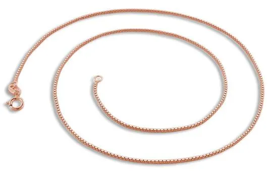 14K Rose Gold Plated Sterling Silver Box Chain 0.85MM