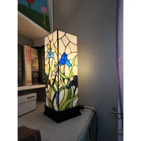 18" Tiffany Style Floral Dark Brown Base Table Lamp By Homeroots