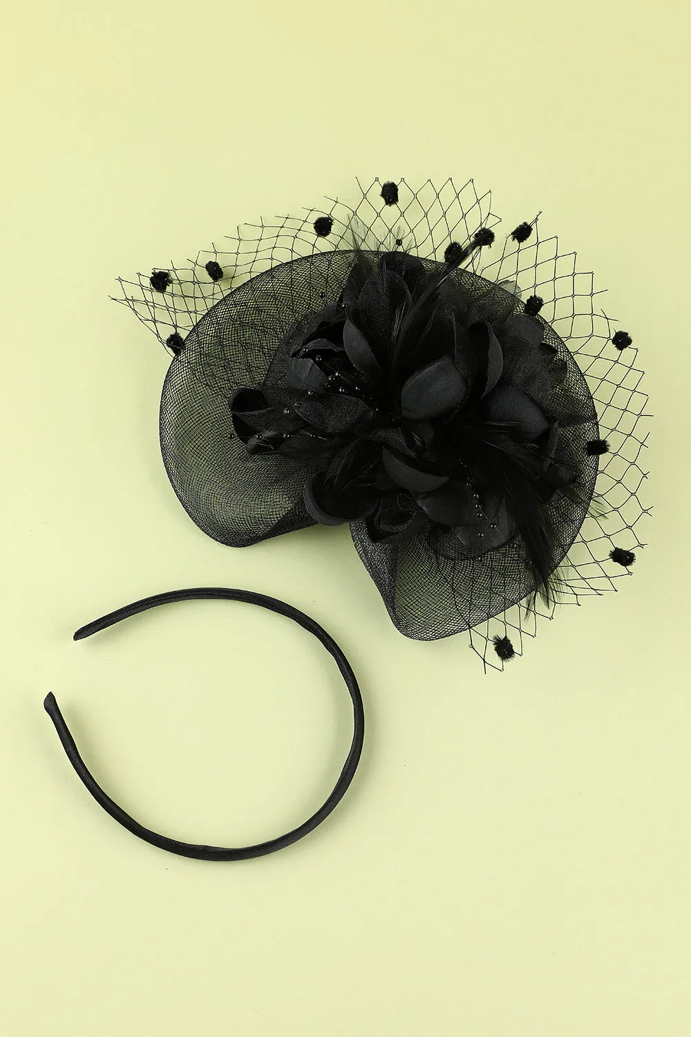 1920s Black Feather Beaded Headband