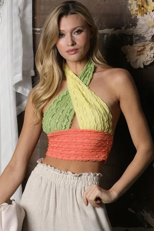 3 COLORS COMBINED HALTER NECK TOP