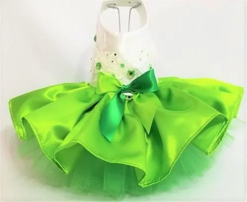 3D Flowers Green and Lime Swarovski Crystals Dog Dress