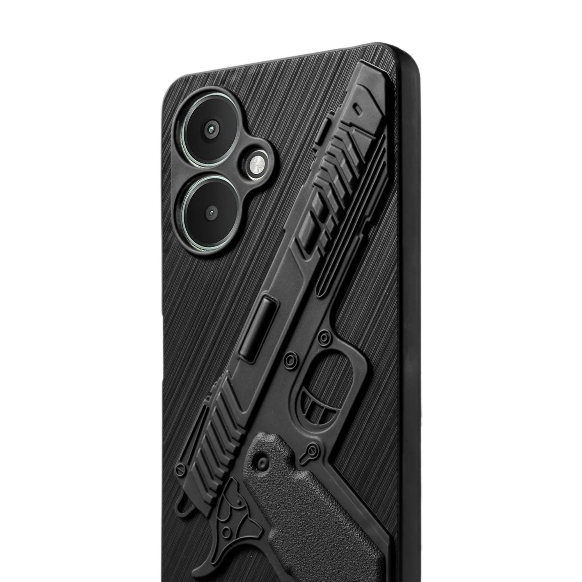 3D Weapon/Gun Matte Silicone Back Cover for Redmi 13C 5G