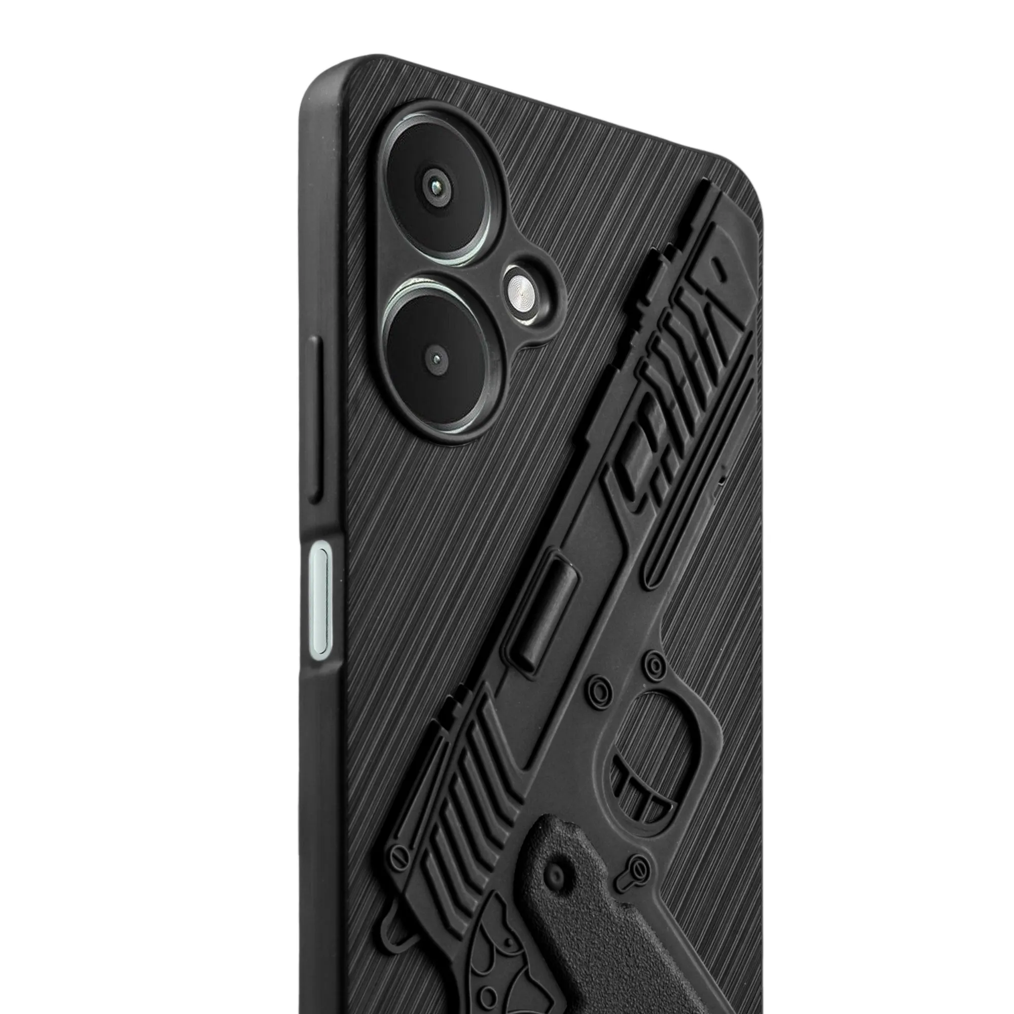 3D Weapon/Gun Matte Silicone Back Cover for Redmi 13C 5G