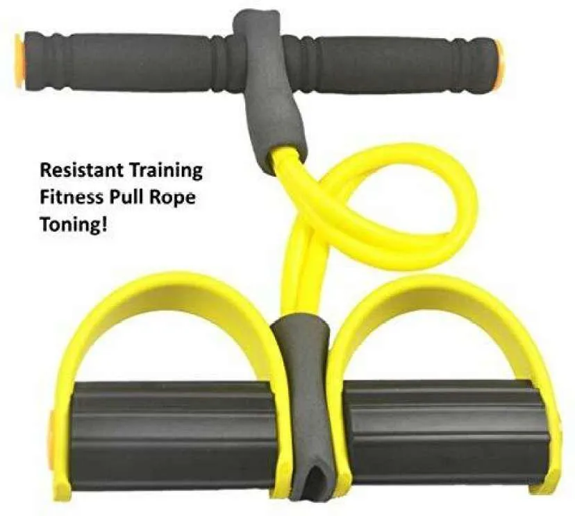 4 Tube Resistance Bands Latex Pedal Ab Exerciser