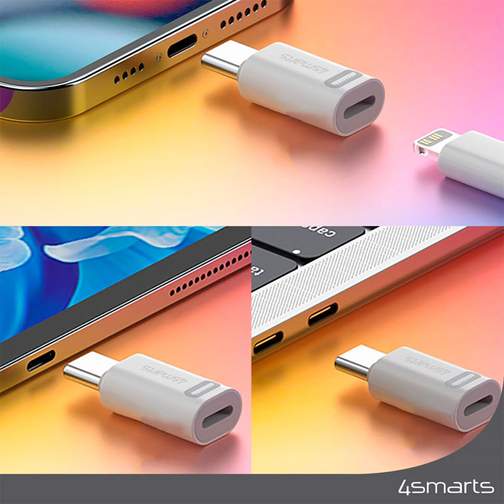 4Smarts Lightning til USB-C PD Adapter - 2 stk. - Hvid