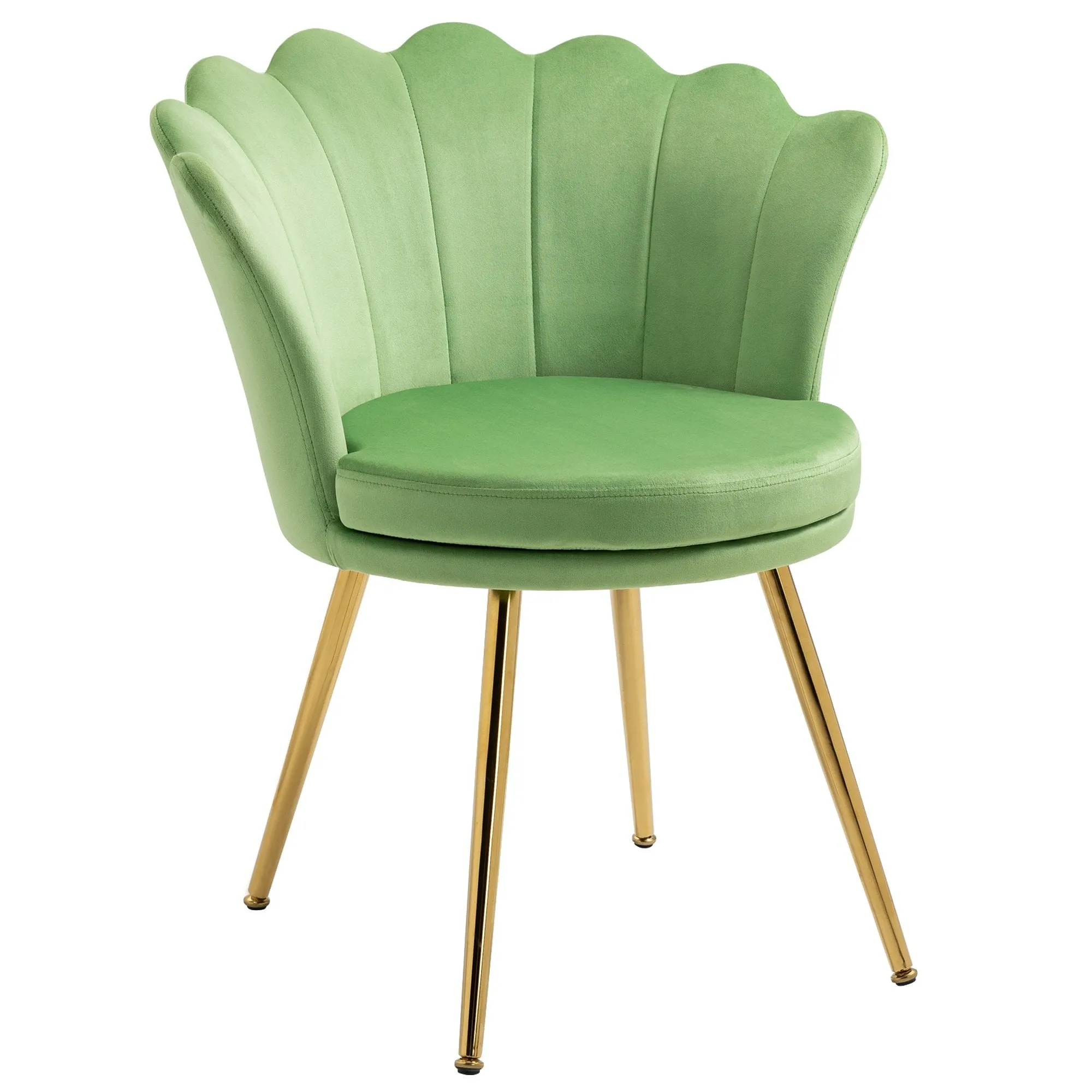 Accent Chair Modern Velvet-Touch Fabric Armchair with Gold Metal Legs for Living Room & Dining Room, Green