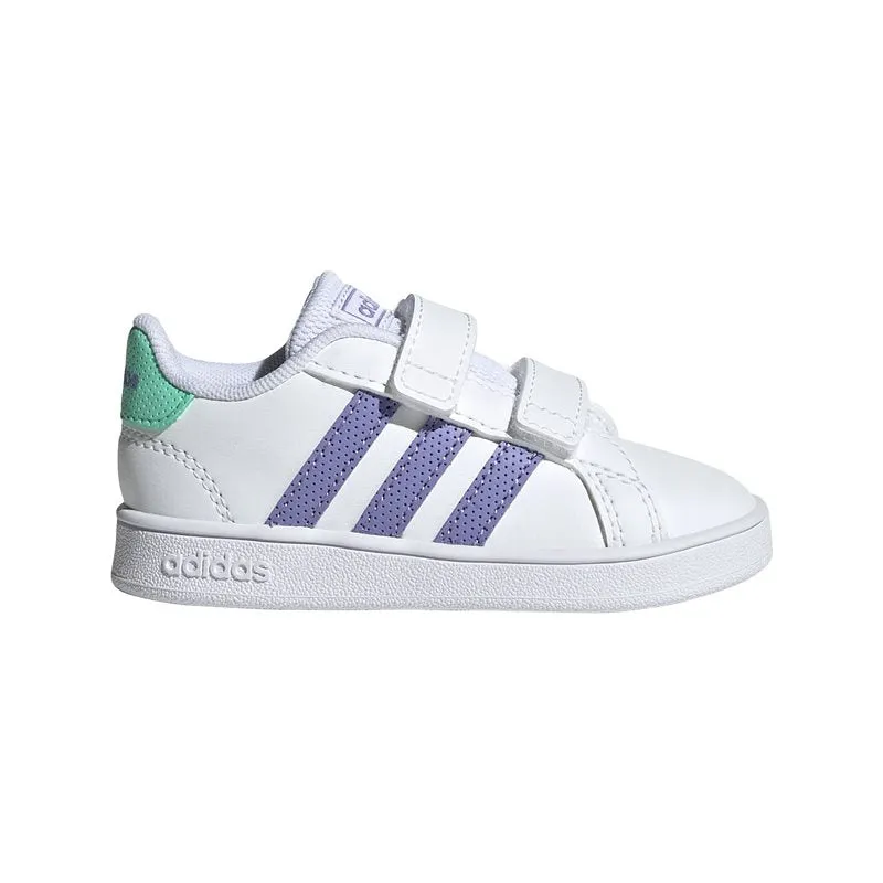 adidas Grand Court CF Infants Trainers - Girls - White/Light Purple/Pulse Mint