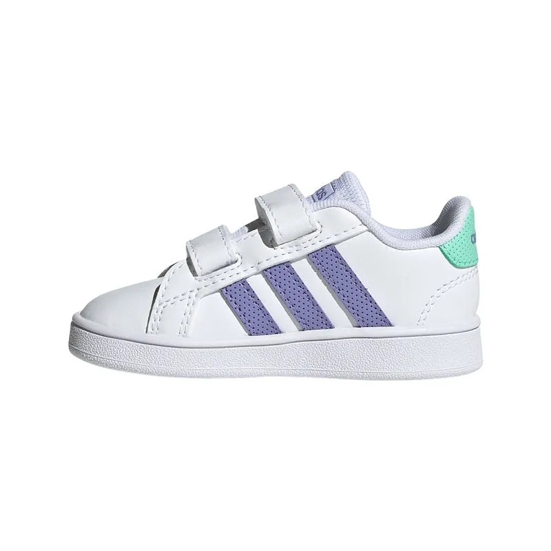 adidas Grand Court CF Infants Trainers - Girls - White/Light Purple/Pulse Mint