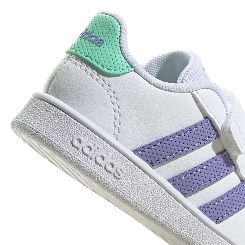 adidas Grand Court CF Infants Trainers - Girls - White/Light Purple/Pulse Mint