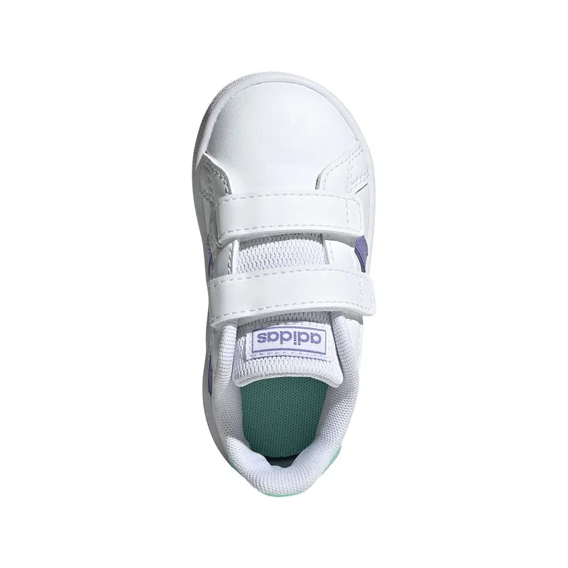 adidas Grand Court CF Infants Trainers - Girls - White/Light Purple/Pulse Mint