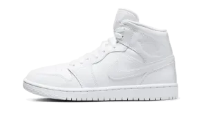 Air Jordan 1 Mid Triple White Patent Swoosh