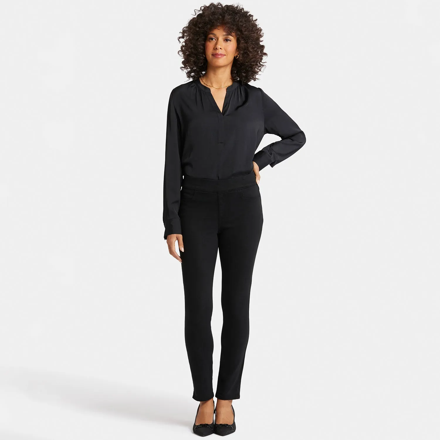 Alina Skinny Pull-On Jeans - Overdye Black