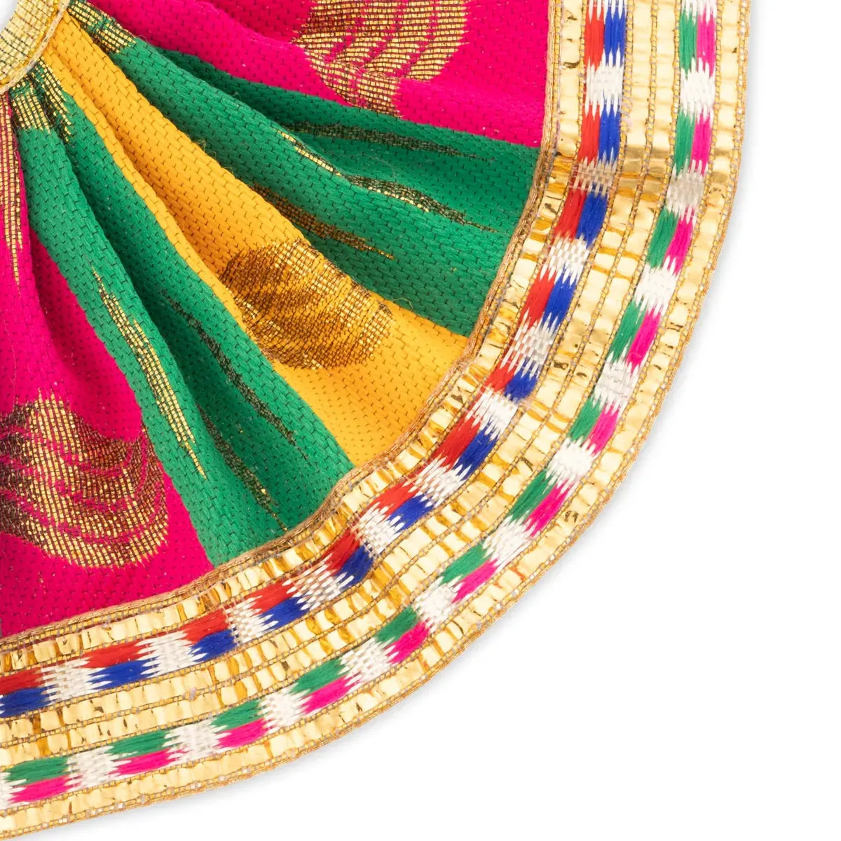 Amman Pavadai - 3 Inches | Lehenga Patka/ Satin with Jari Border Devi Poshak for Deity Decor/ Assorted Colour