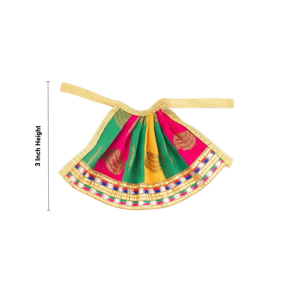 Amman Pavadai - 3 Inches | Lehenga Patka/ Satin with Jari Border Devi Poshak for Deity Decor/ Assorted Colour