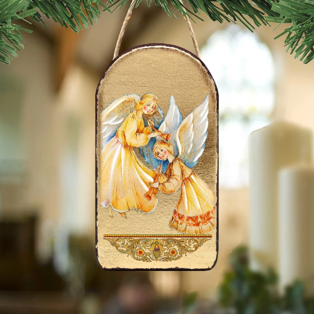 Angels Watching Over You Religious Christian Sacred Icon Ornament - Inspirational Icon Décor - 87046