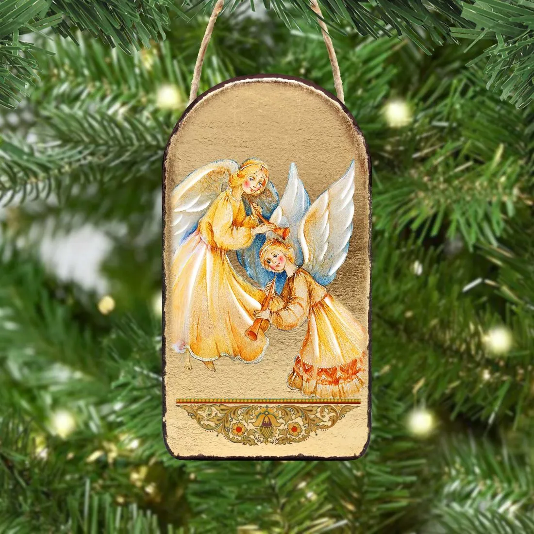 Angels Watching Over You Religious Christian Sacred Icon Ornament - Inspirational Icon Décor - 87046