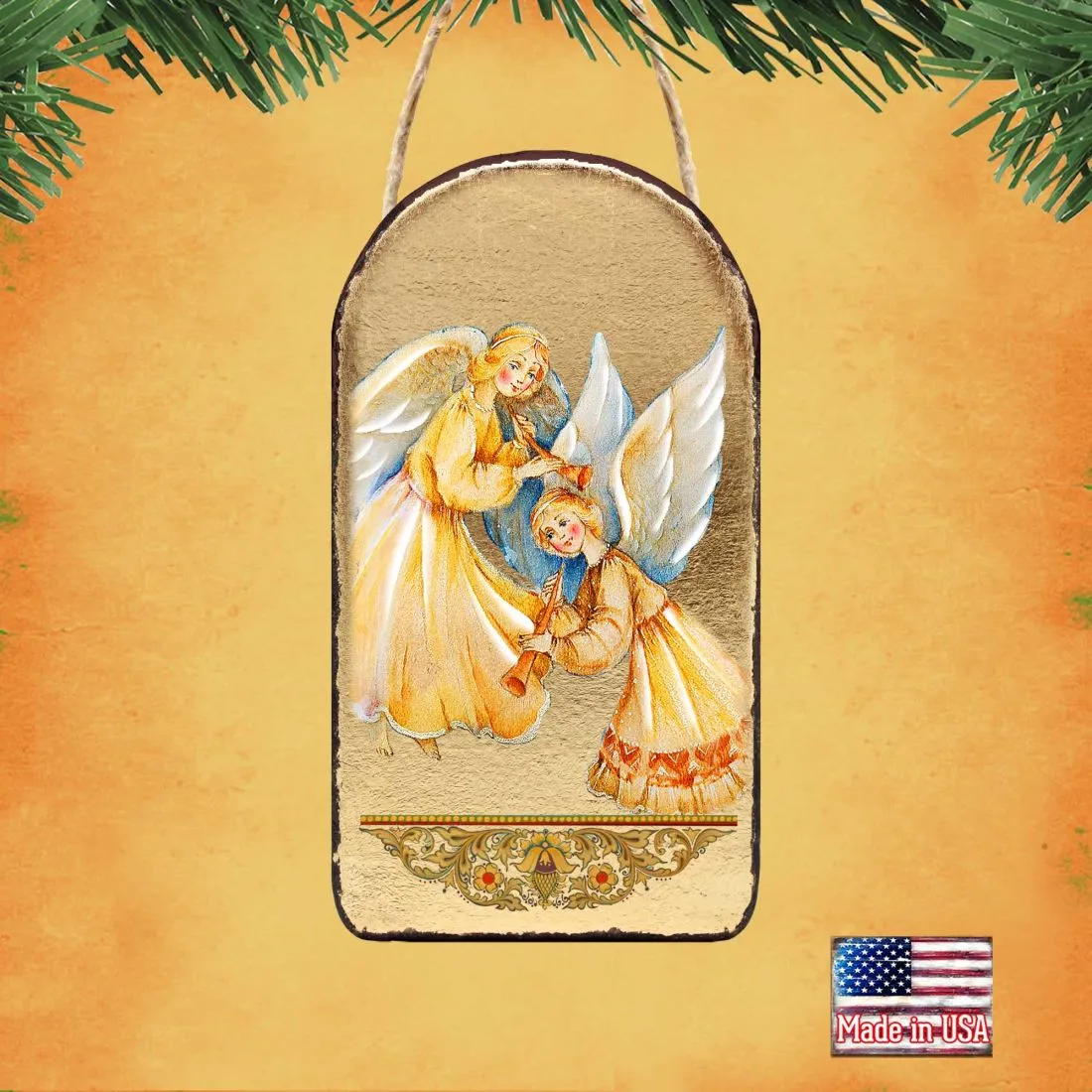 Angels Watching Over You Religious Christian Sacred Icon Ornament - Inspirational Icon Décor - 87046