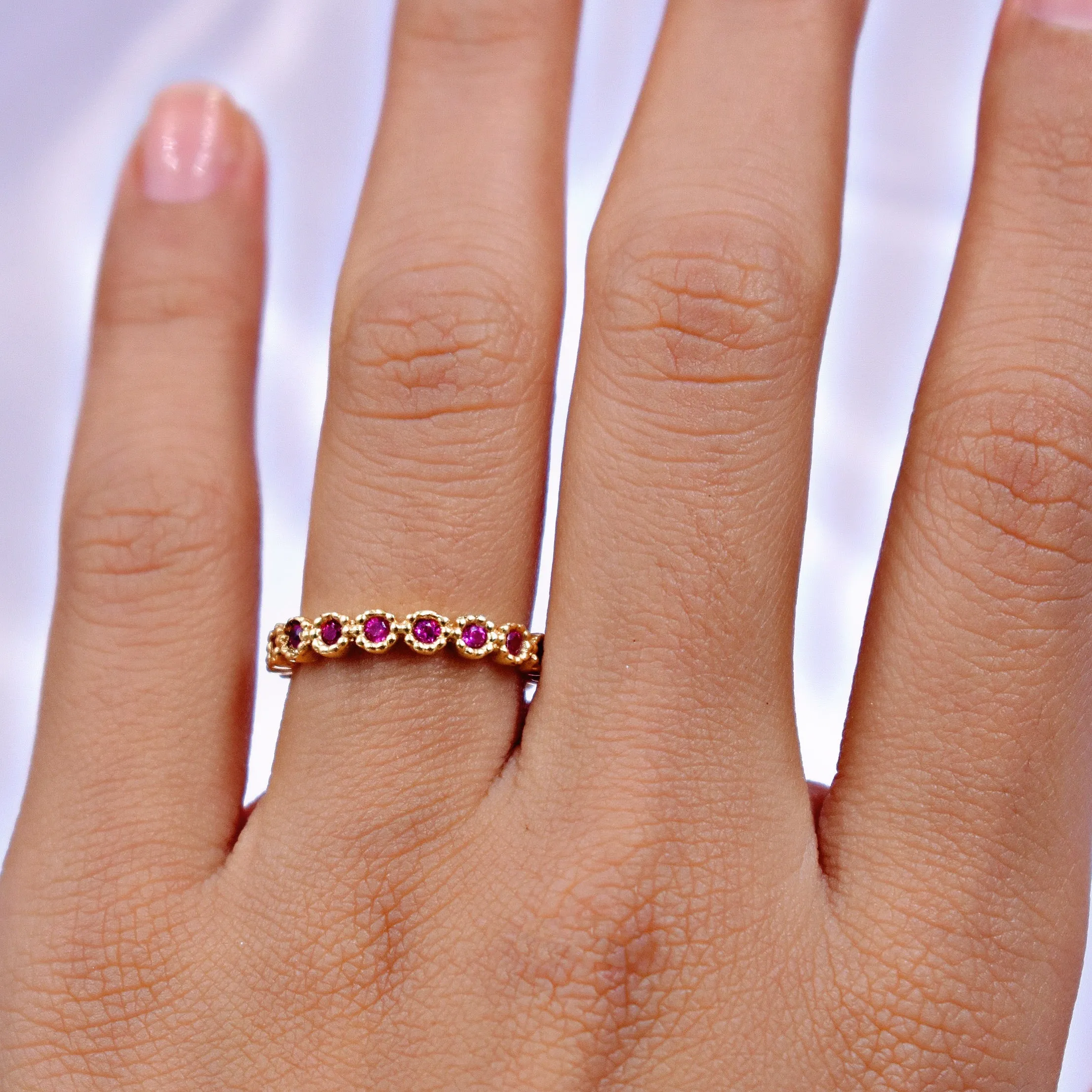 Anillo Sin Fin Fucsia Talla 5 3/4