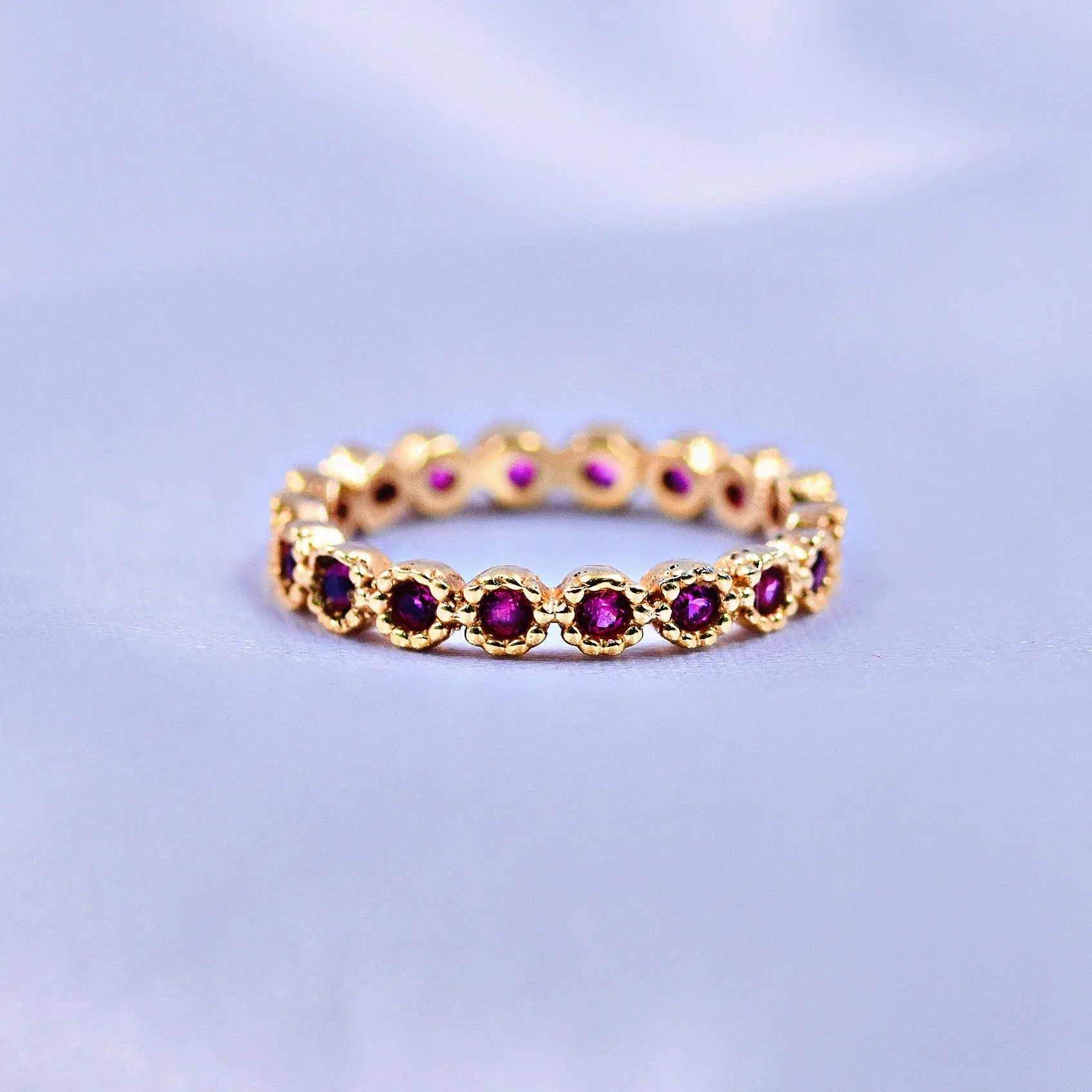 Anillo Sin Fin Fucsia Talla 5 3/4