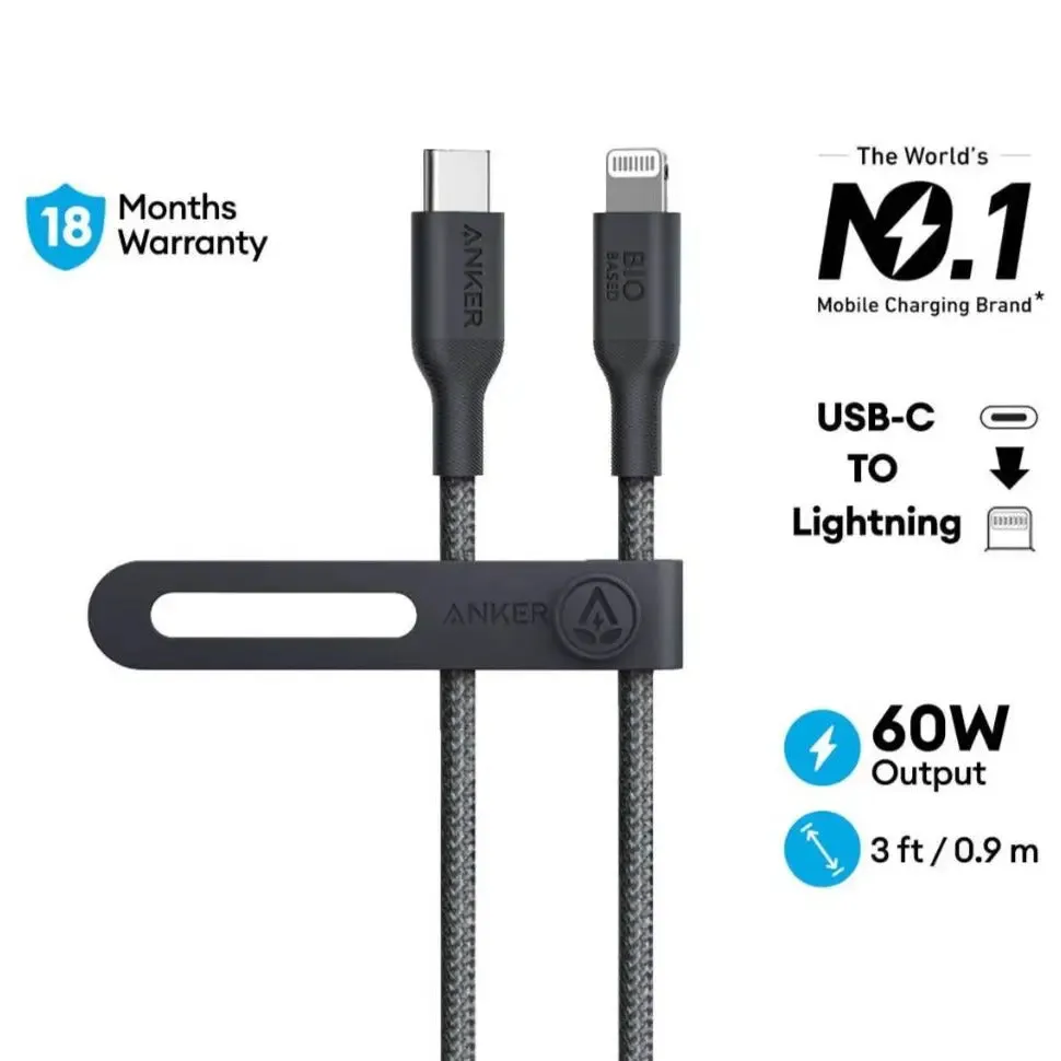 Anker 542 PowerLine USB C to Lightning Cable [MFi Certified] Fast Charging 60W 3ft Cable A80B5