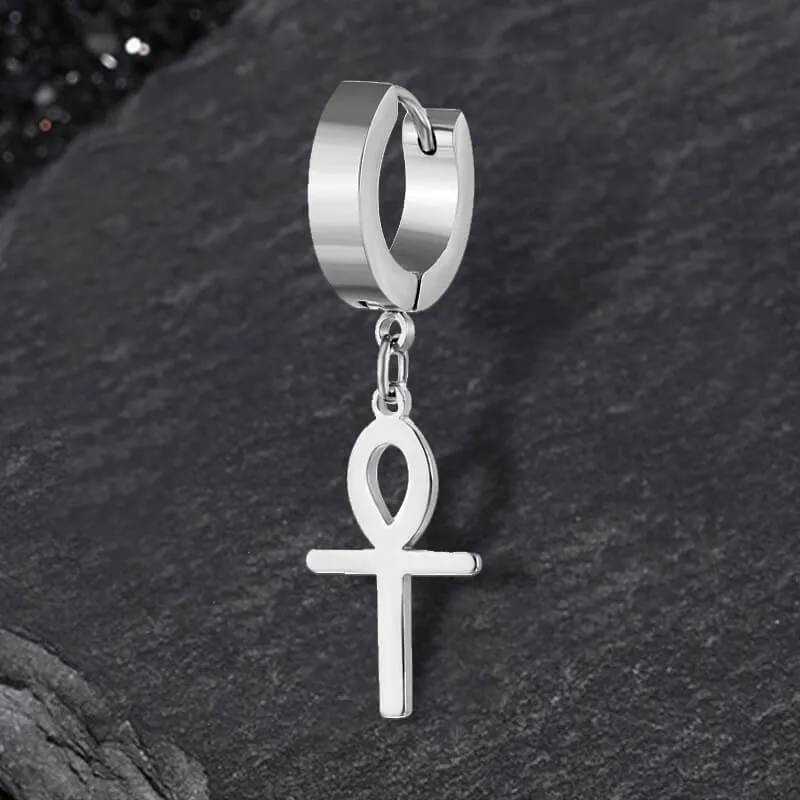 Ankh Stainless Steel Cross Earring