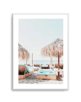 Aqua Sunlounges Art Print