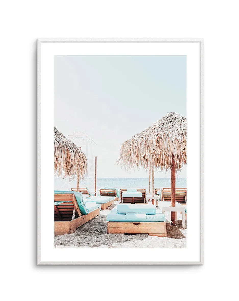 Aqua Sunlounges Art Print