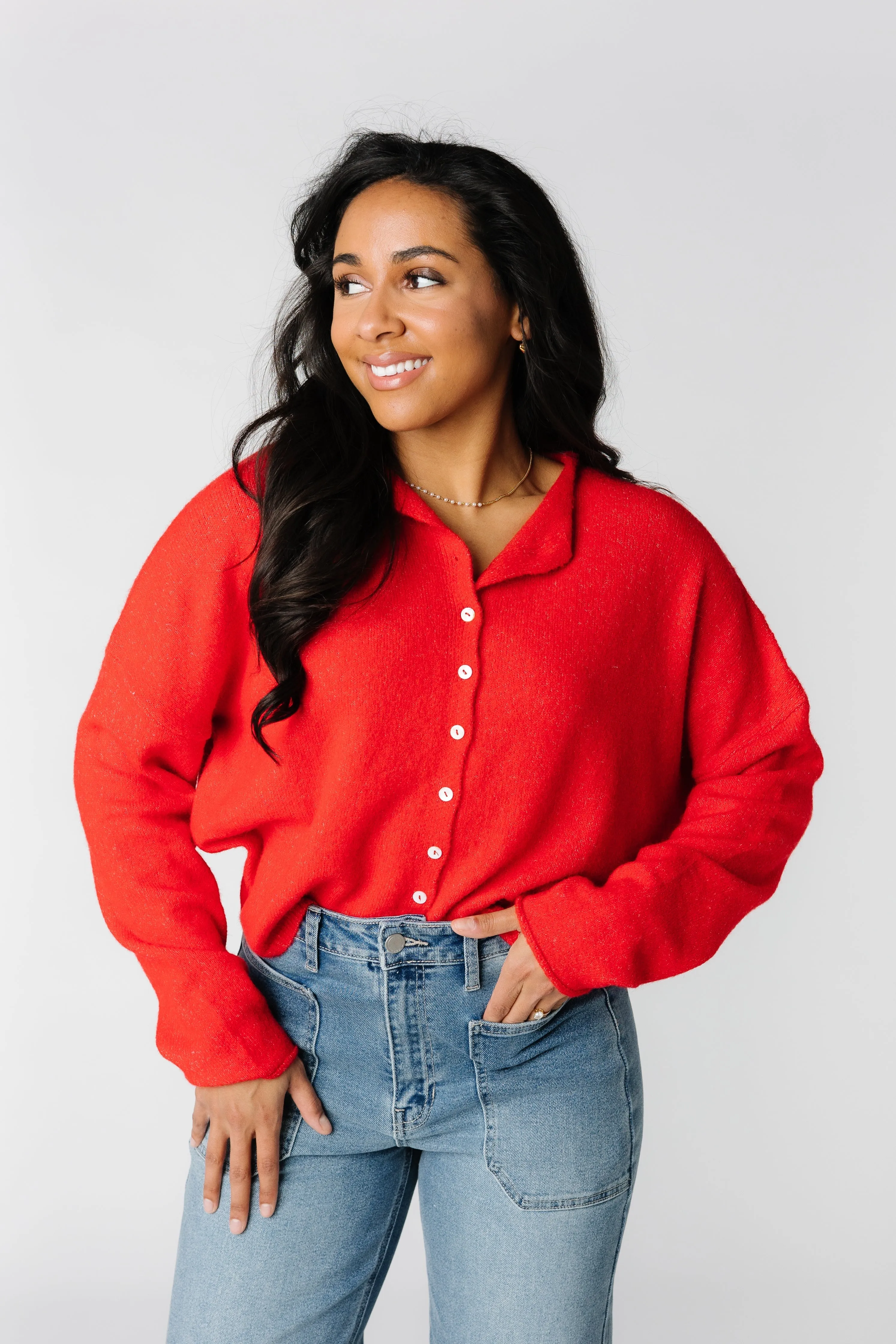 Aria Soft Cardigan - Red