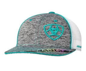 Ariat Youth Offset Shield Heather and Turquoise Ball Cap 1517833