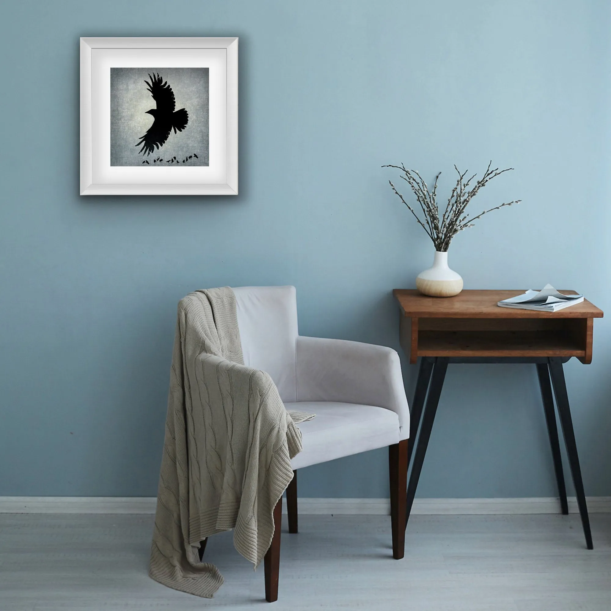 AS THE CROW FLIES - Fine Art Print, Blue Crow Series