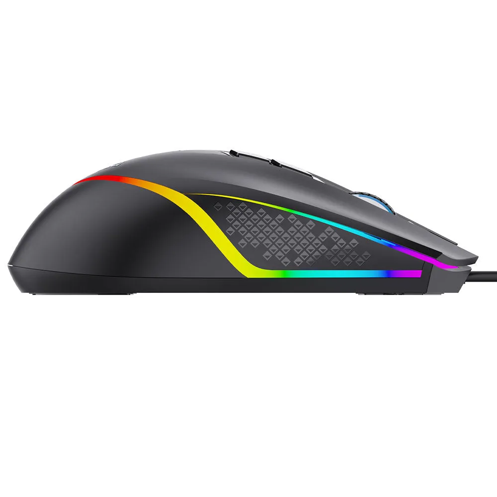 Aula Wind F805 Wired Rainbow Gaming Mouse 6400Dpi - Black