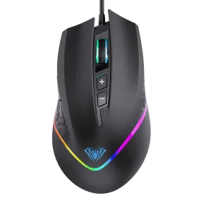 Aula Wind F805 Wired Rainbow Gaming Mouse 6400Dpi - Black