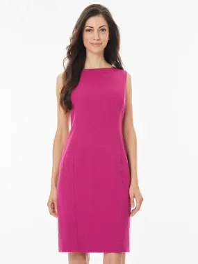 Banded Neckline Stretch Crepe Sheath Dress