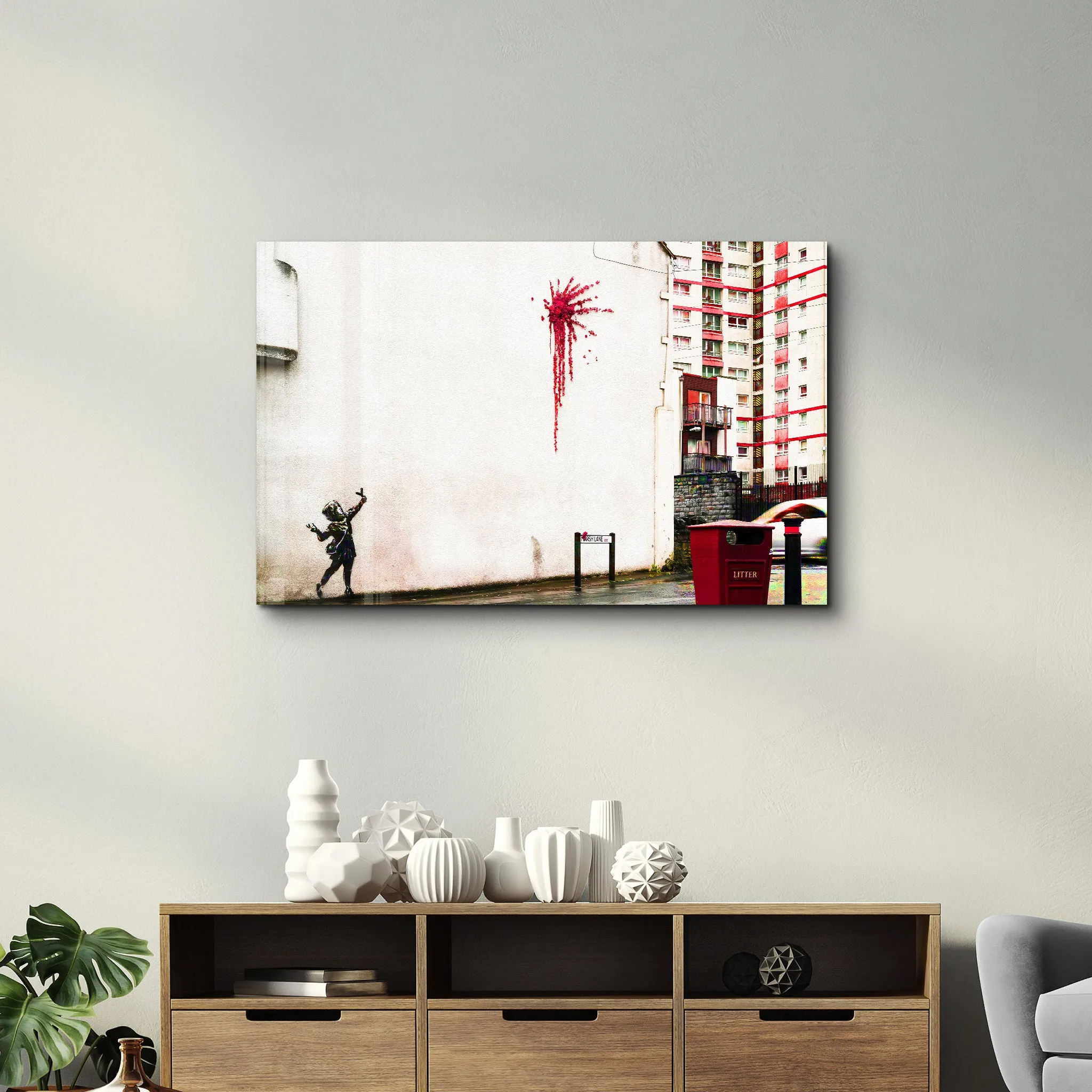 Banksy - Flower Sling - Glass Wall Art