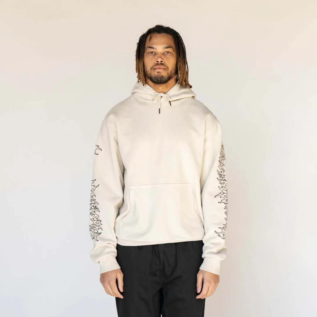 Barb Sleeve Embroidered Pigment-Dyed Hoodie - Bone