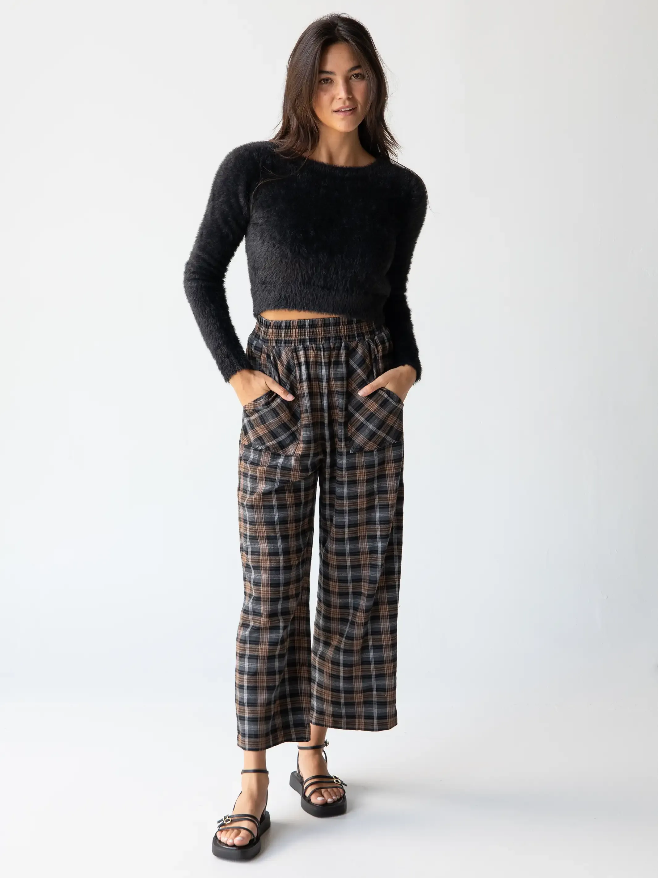 Beckett Flannel Pant - Brown Grey Plaid