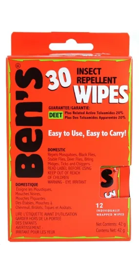 Ben's 30 Insect Repellent Wipes