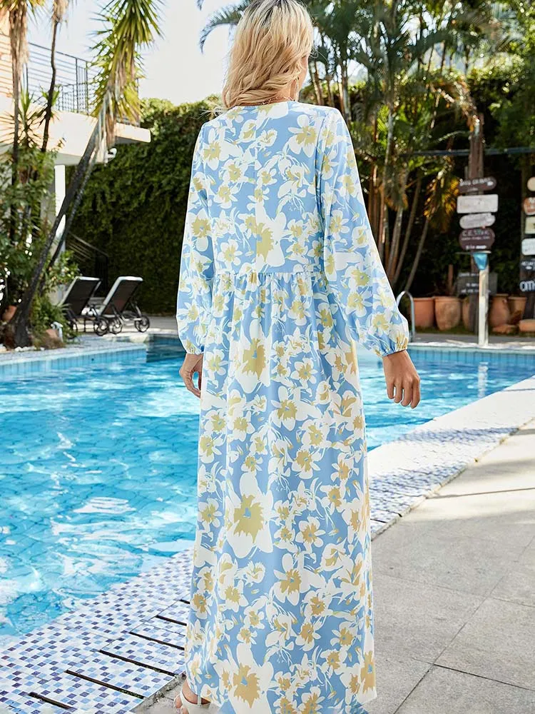 BerriesJam - 2024 Tropical Vacation Floral Robe Sun-proof Dress