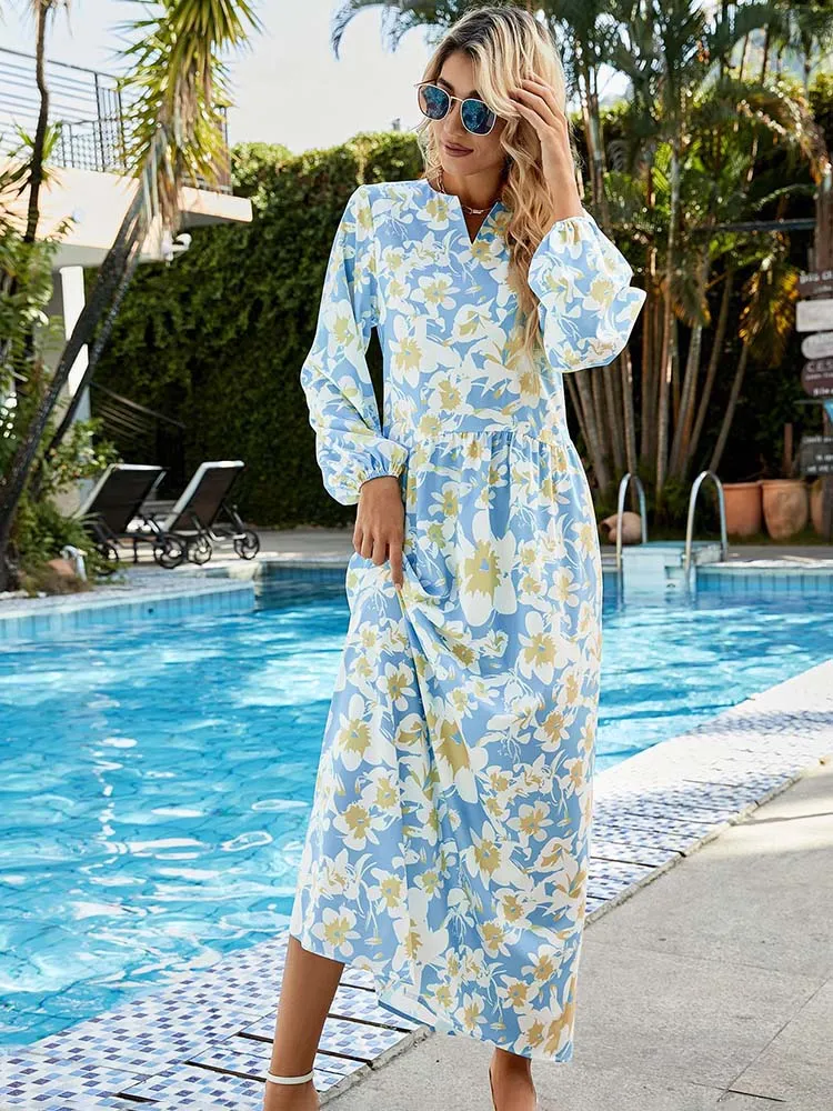 BerriesJam - 2024 Tropical Vacation Floral Robe Sun-proof Dress