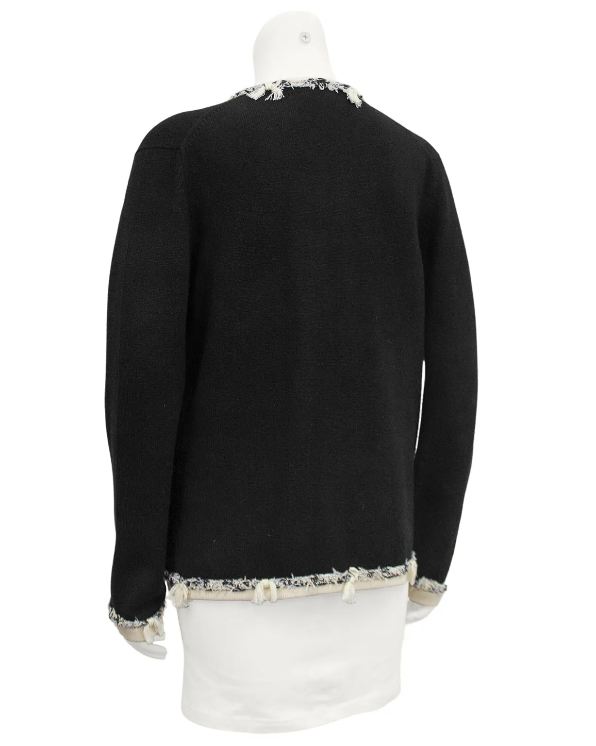 Black 100% Cashmere Fringe Cardigan