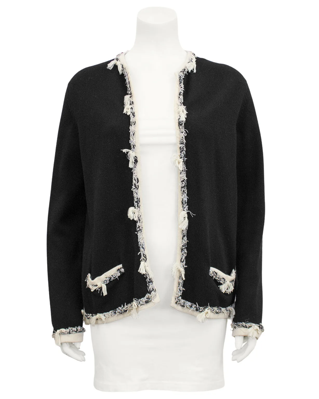 Black 100% Cashmere Fringe Cardigan