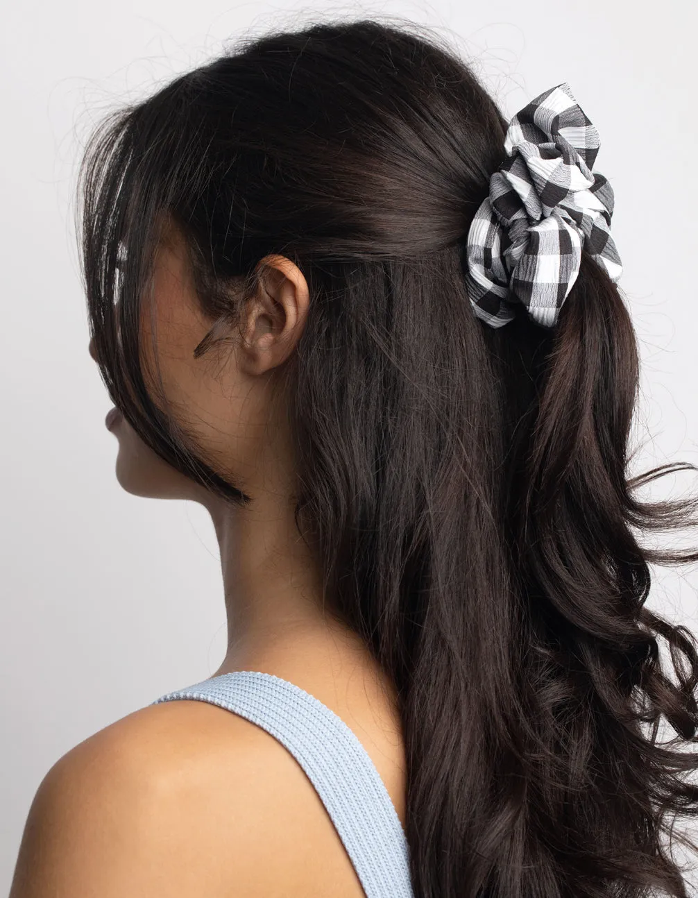 Black & White Check Scrunchie