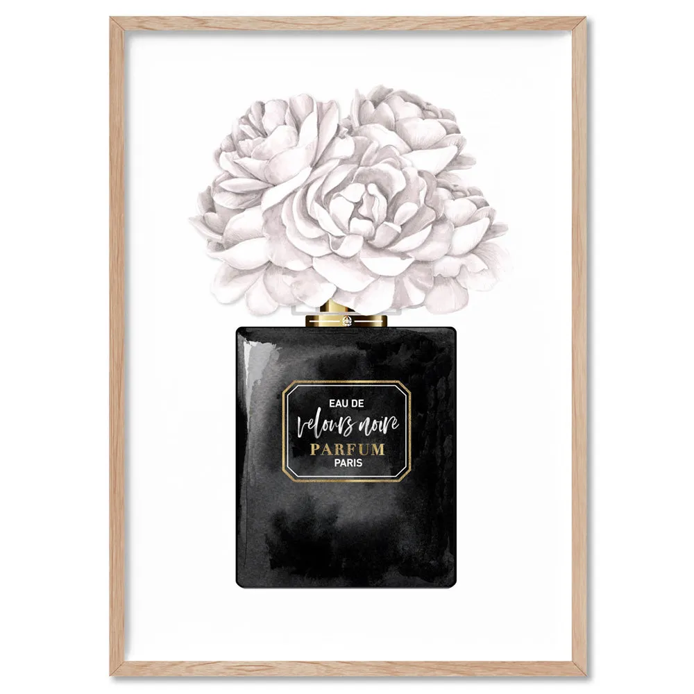 Black & White Floral Perfume Bottle - Art Print