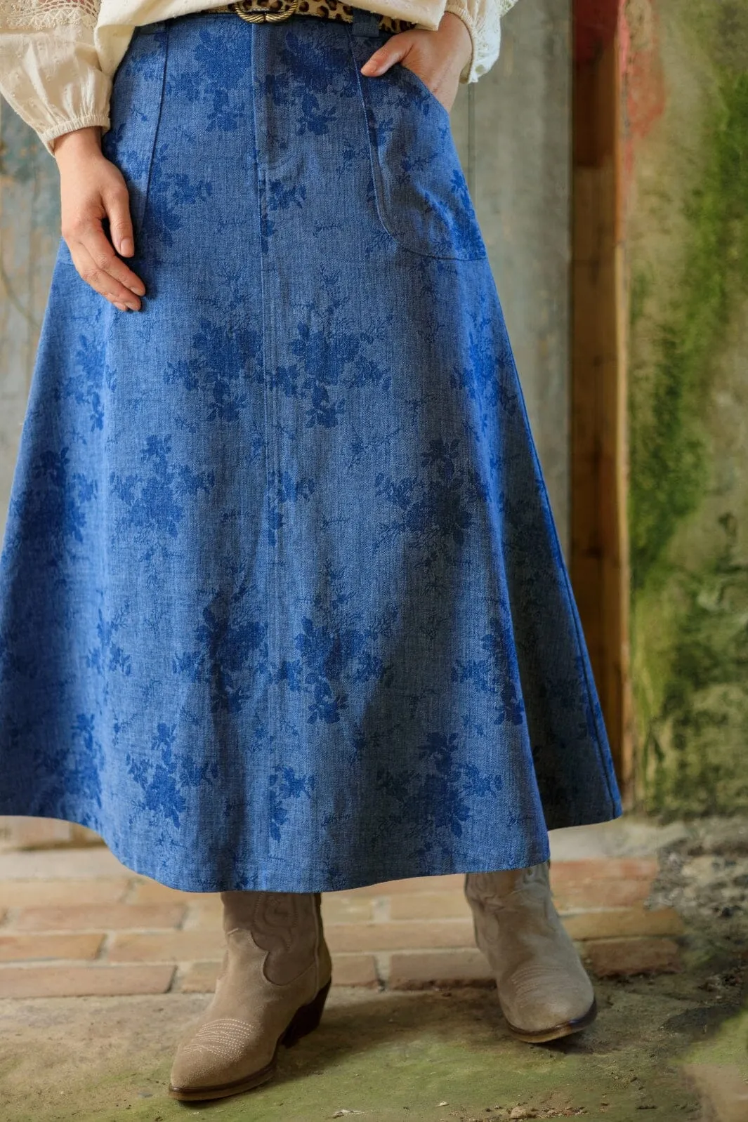 Black Colour - Bcfiola A-Skirt - Denim Blue