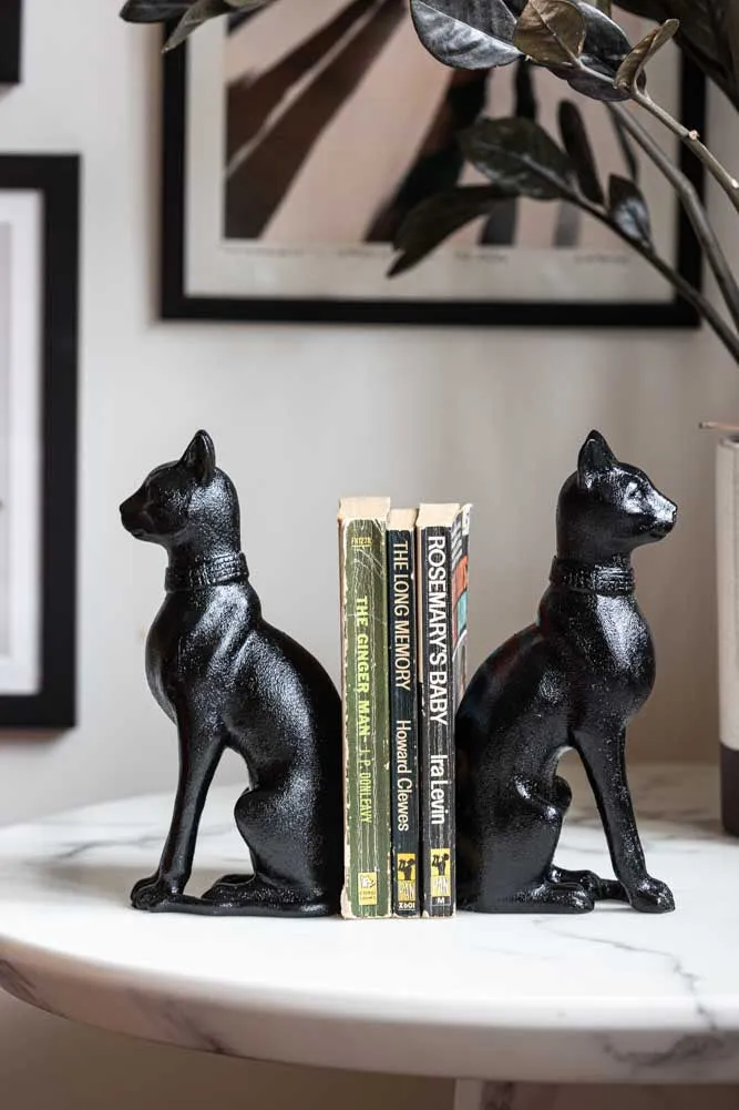 Black Sitting Cat Bookends