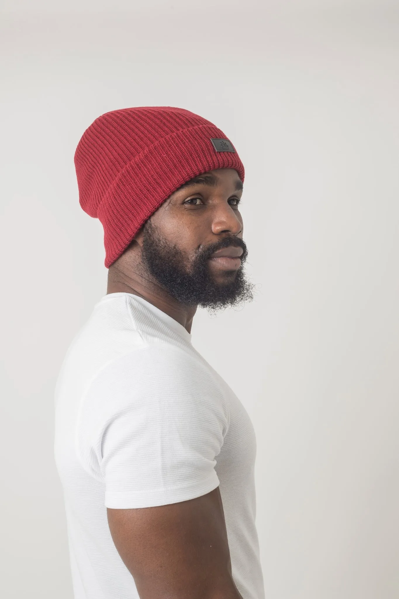 Black Sunrise Red Satin-Lined Tall Beanie